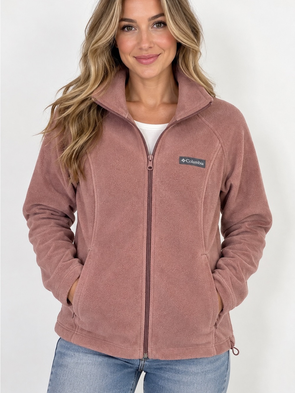 Columbia Women's Full-Zip Teddy Fleece Jacket Dusty Rose Fall Winter cozy Medium